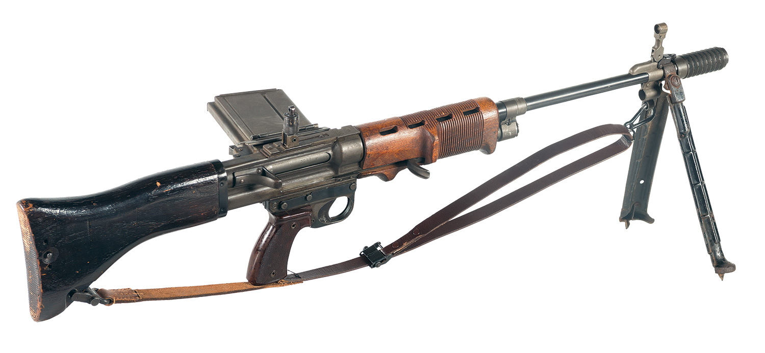 Lot 1621: Rare and Impressive Krieghoff Second Model FG-42 Fallschirmjaegergewehr Paratrooper Rifle, BATFE Registered Fully Transferrable Machine Gun with Boxed Ammunition