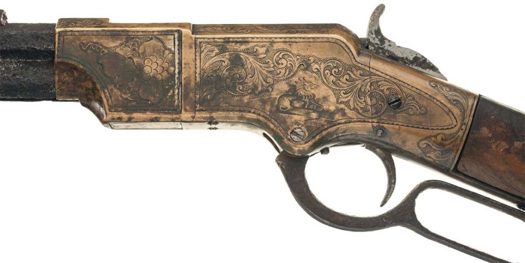 New Haven Arms Henry Lever Action Rifle with Samuel Hoggson Attributed Factory Engraved Brass Frame