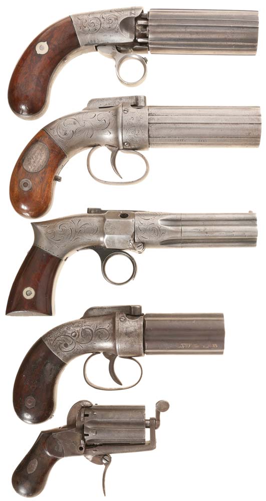 Five Double Action Pepperbox Revolvers, Lot #1175