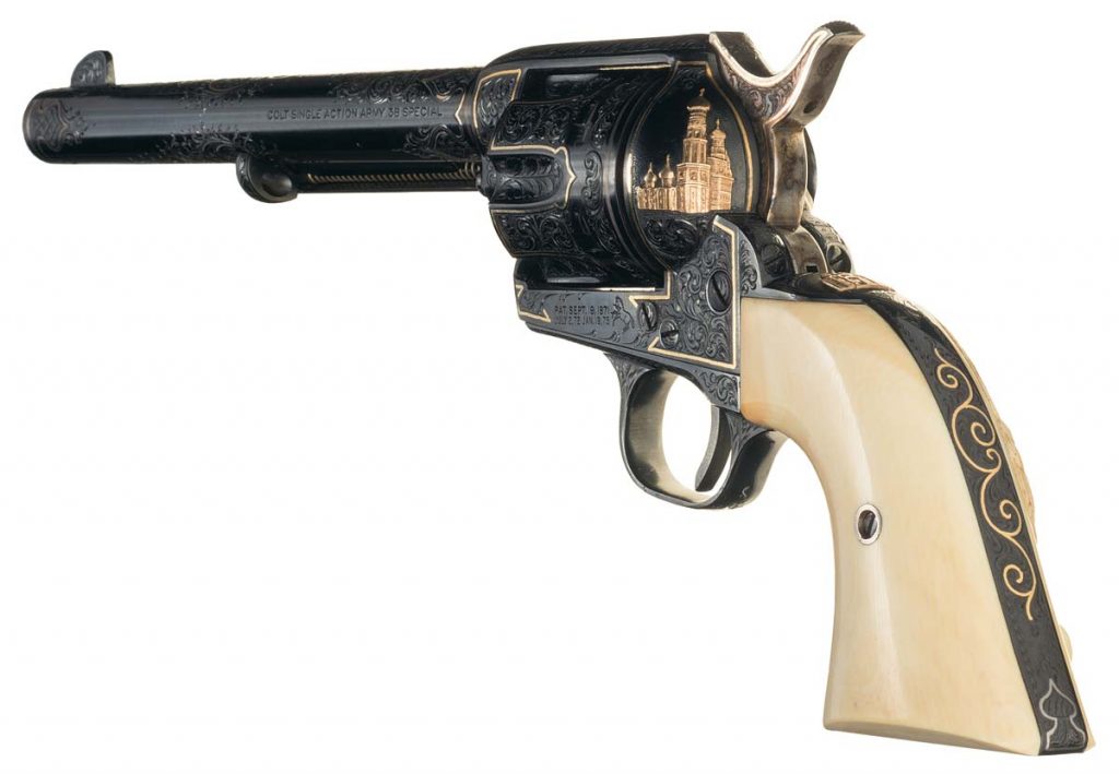 Signed Gold and Silver Inlaid Colt Single Action Army Revolver with Carved Ivory Grips Intended for Presentation to Soviet Premier Nikita Khrushchev