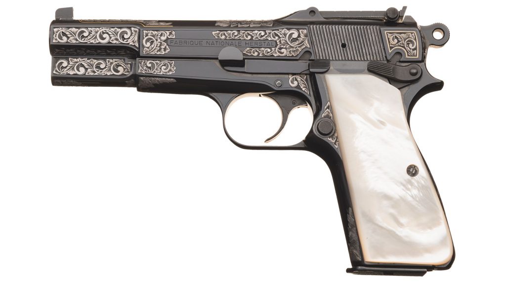 Engraved Belgian Browning High Power Tangent Sight Semi-Automatic Pistol.