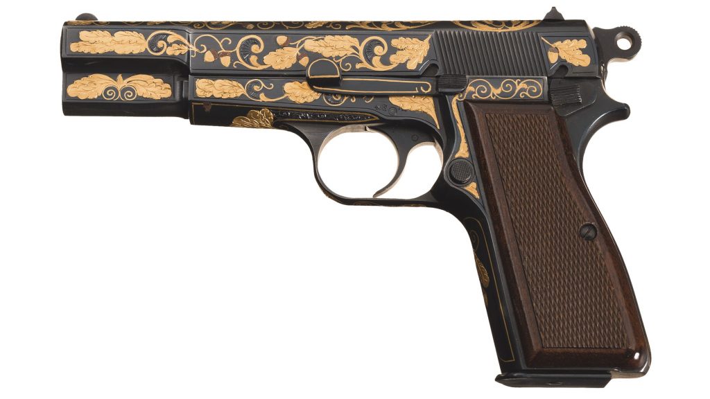Extensively Gold Inlaid Belgian Proofed FN High Power Semi-Automatic Pistol